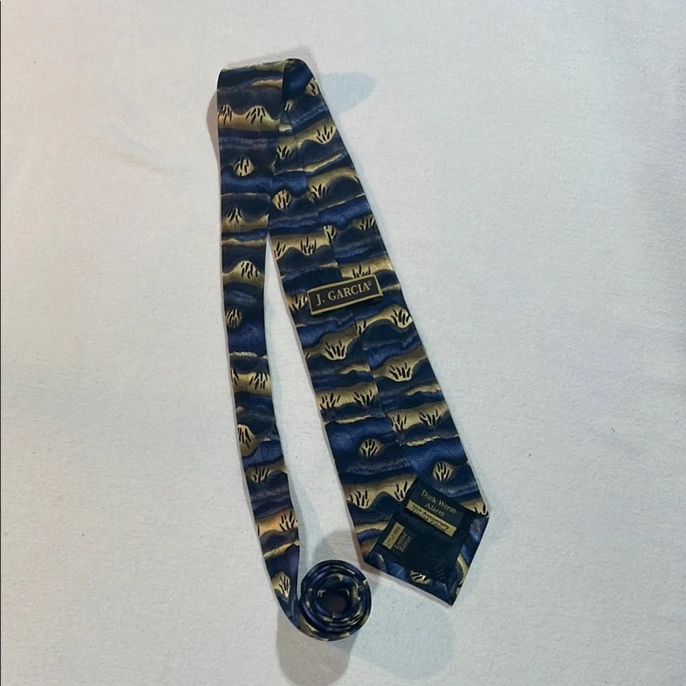 J. Garcia 10th Anniversary Duck Worm Alarm Silk Tie 177 of 1000 Blue Gold